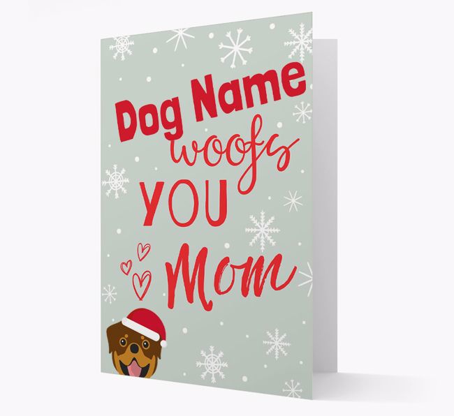 'I Woof You Mom' Card with your {breedFullName} Christmas Icon